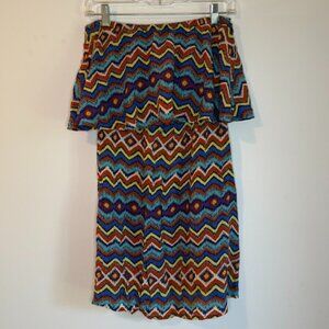 Anabella Strapless Patterned Dress, Size M